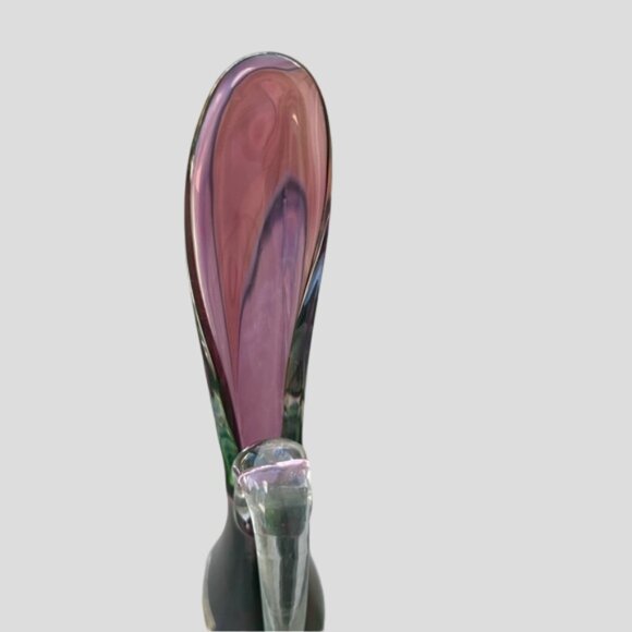 Murano Venetian Purple & Green Uranium Sommerso Glass Stem Vase Hand Blown - Picture 13 of 16